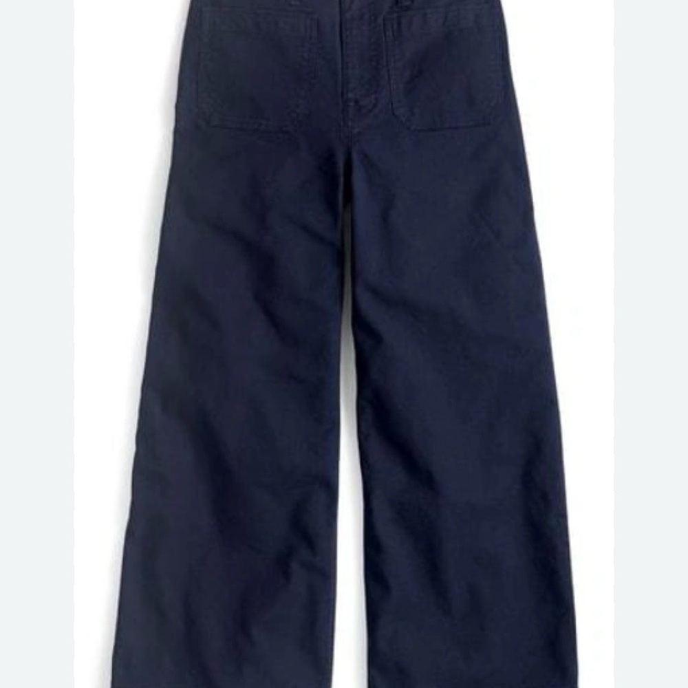 J.Crew Point Sur Navy Wide Leg Crop Pants Size 6P Petite High Rise - Picture 2 of 8
